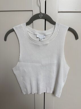 Topshop Cream Ribbed Tank Crop